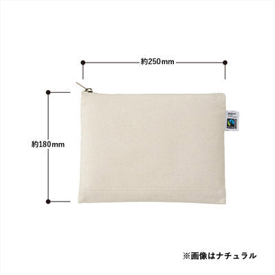 フェアトレードコットンキャンバスフラットポーチ（M）　ナチュラル