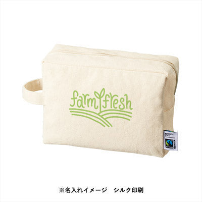 フェアトレードコットンキャンバスファスナーポーチ（L）　ナチュラル