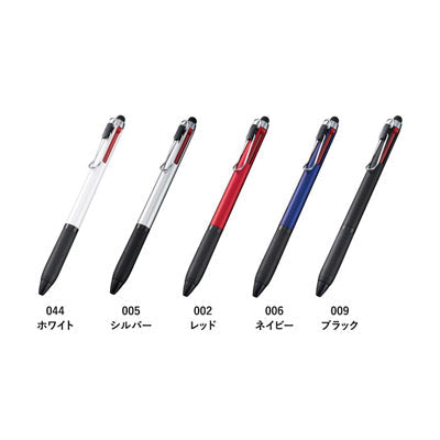 タッチペン付メタルクリップ３色ボールペン(再生ABS)　ブラック