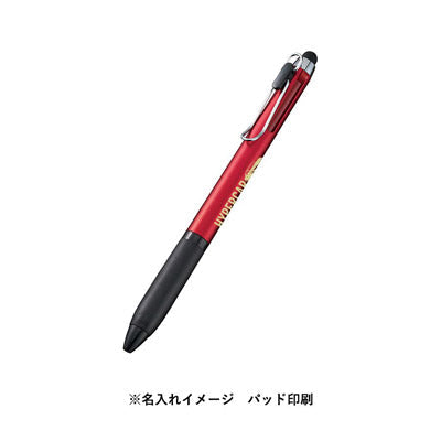 タッチペン付メタルクリップ３色ボールペン(再生ABS)　ネイビー