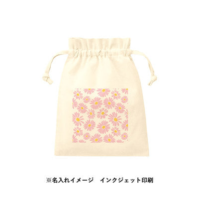 厚手コットンフリル巾着（Ｍ）　ナチュラル