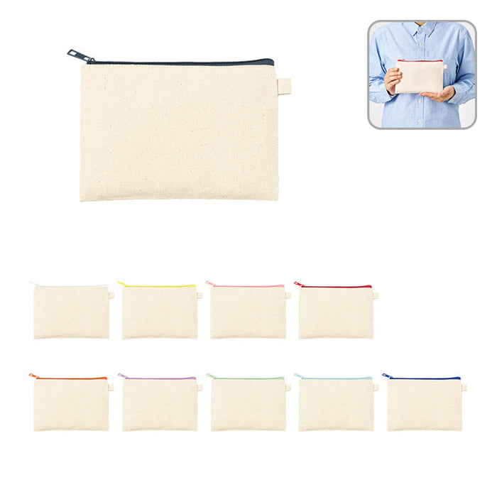 カラーファスナーキャンバスフラットポーチ（Ｓ）　ライトブルー