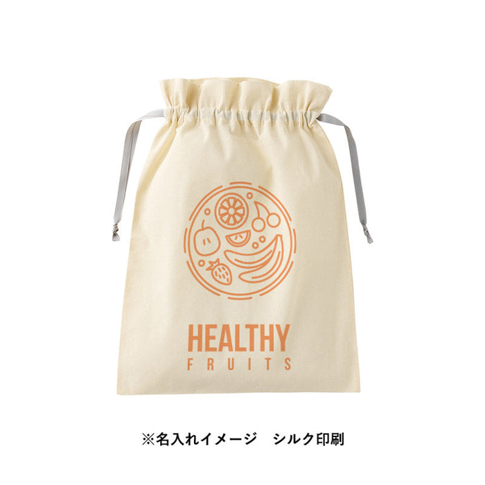 コットンカラーリボン巾着（L）ネイビー