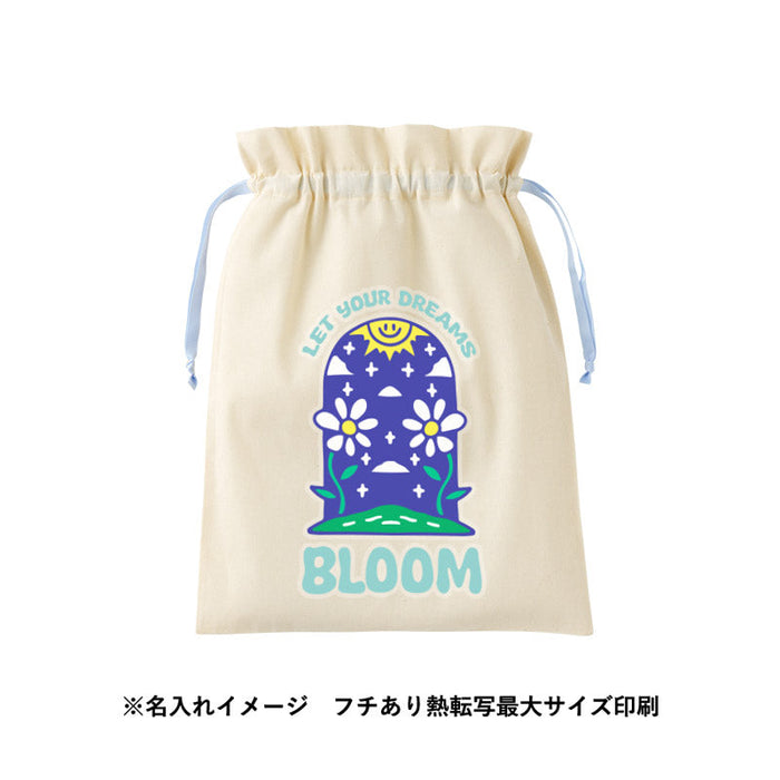 コットンカラーリボン巾着（L）ネイビー