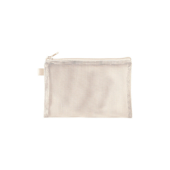 ハードメッシュフラットポーチ(S)　ナチュラルホワイト