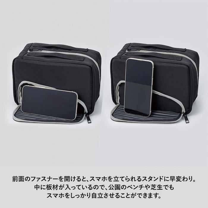 スマホが立てられるクーラーランチポーチ　ブラック