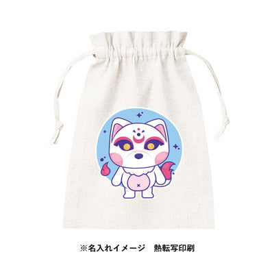 コットンリネン巾着（Ｍ）　ナチュラルホワイト