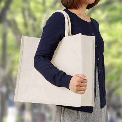 ジュートスクエアトート（Ｌ）　ナチュラルホワイト