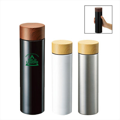 木目調サーモステンレスボトル　４５０ｍｌ　ホワイト