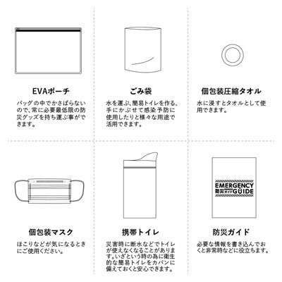 防災衛生6点セット　ポーチタイプ　クリア