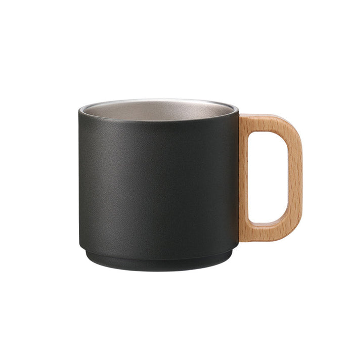 木製ハンドルサーモスタッキングマグ３５０ｍｌ　チャコールブラック