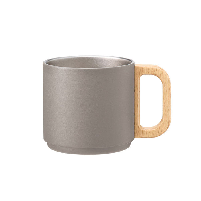 木製ハンドルサーモスタッキングマグ ３５０ｍｌ　ベージュ