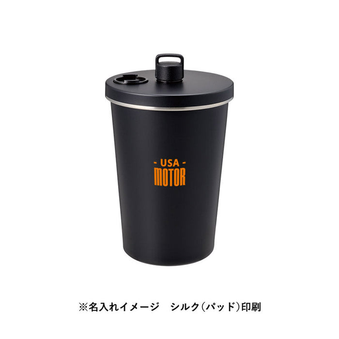 ストロー付ステンレスサーモタンブラー370ml　ブラック