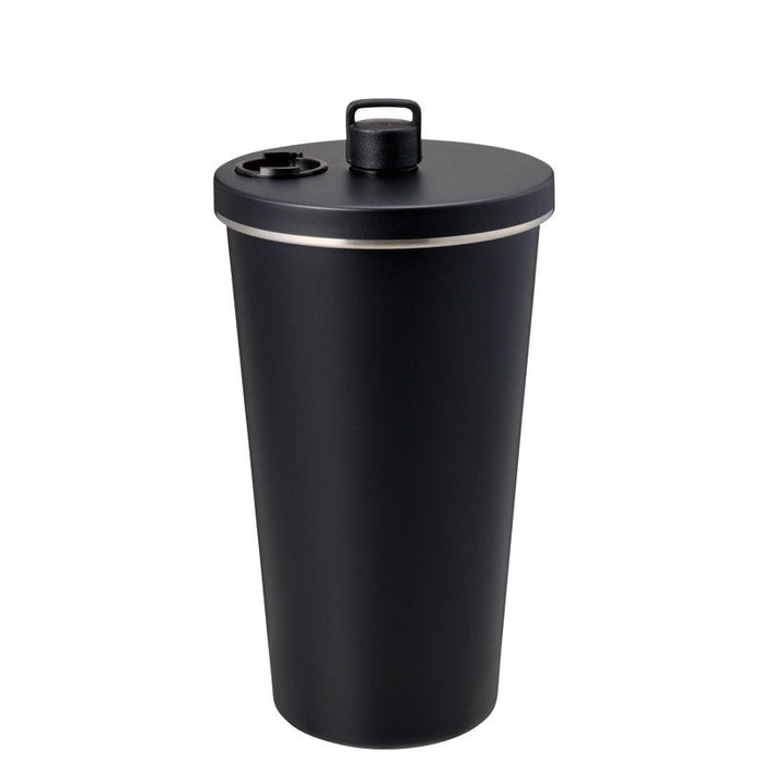 ストロー付ステンレスサーモタンブラー470ml　ブラック