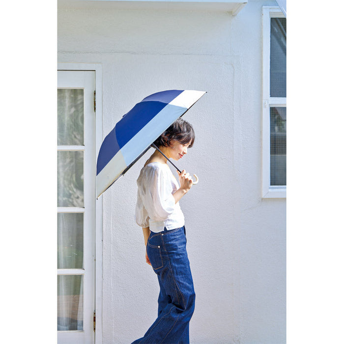 ドーム型ツートーン遮光折りたたみ傘　ネイビー